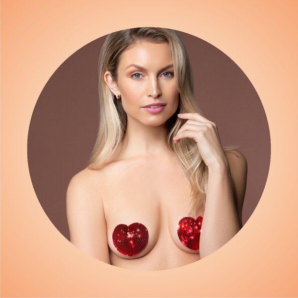 BYE BRA Red Heart Nipple Covers